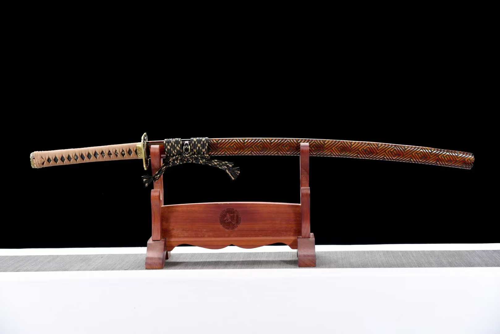 Kiếm Nhật Katana Hỏa Long Đả Đao – Vân Lửa Nổi Bật | Thép T10 Đốt Phủ Đất